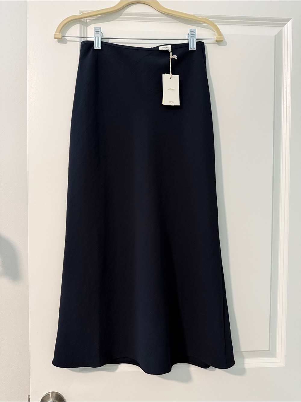 Aritzia Navy A-Line Midi Skirt